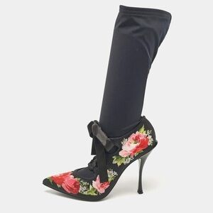 NWT Dolce & Gabbana Floral Stiletto Heel with Black Sock Boot Size 35